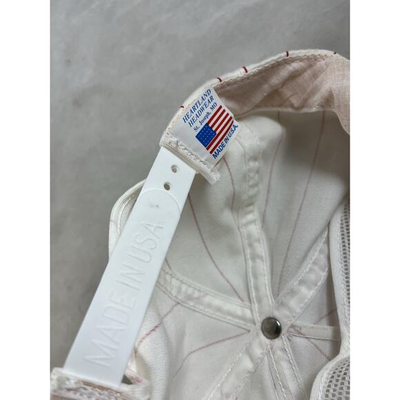 Enjoy Coca Cola Pinstripe Snapback Hat Columbia Mo White Red Vintage USA Made - Picture 8 of 8